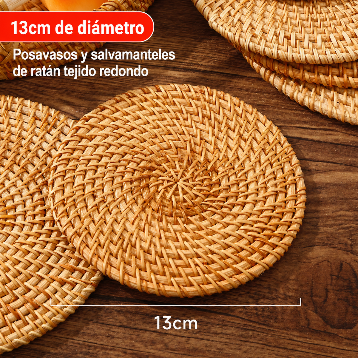 Posavasos y salvamanteles de ratán tejido redondo
