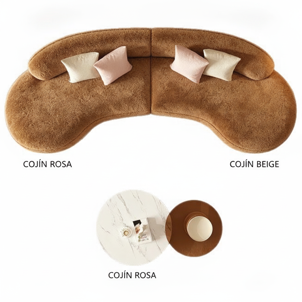 Sofá Curvo Minimalista de Peluche para Sala - 5