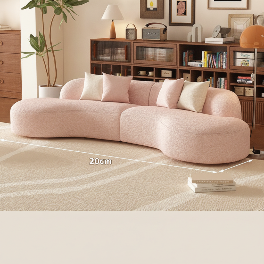Sofá Curvo Minimalista de Peluche para Sala - 7