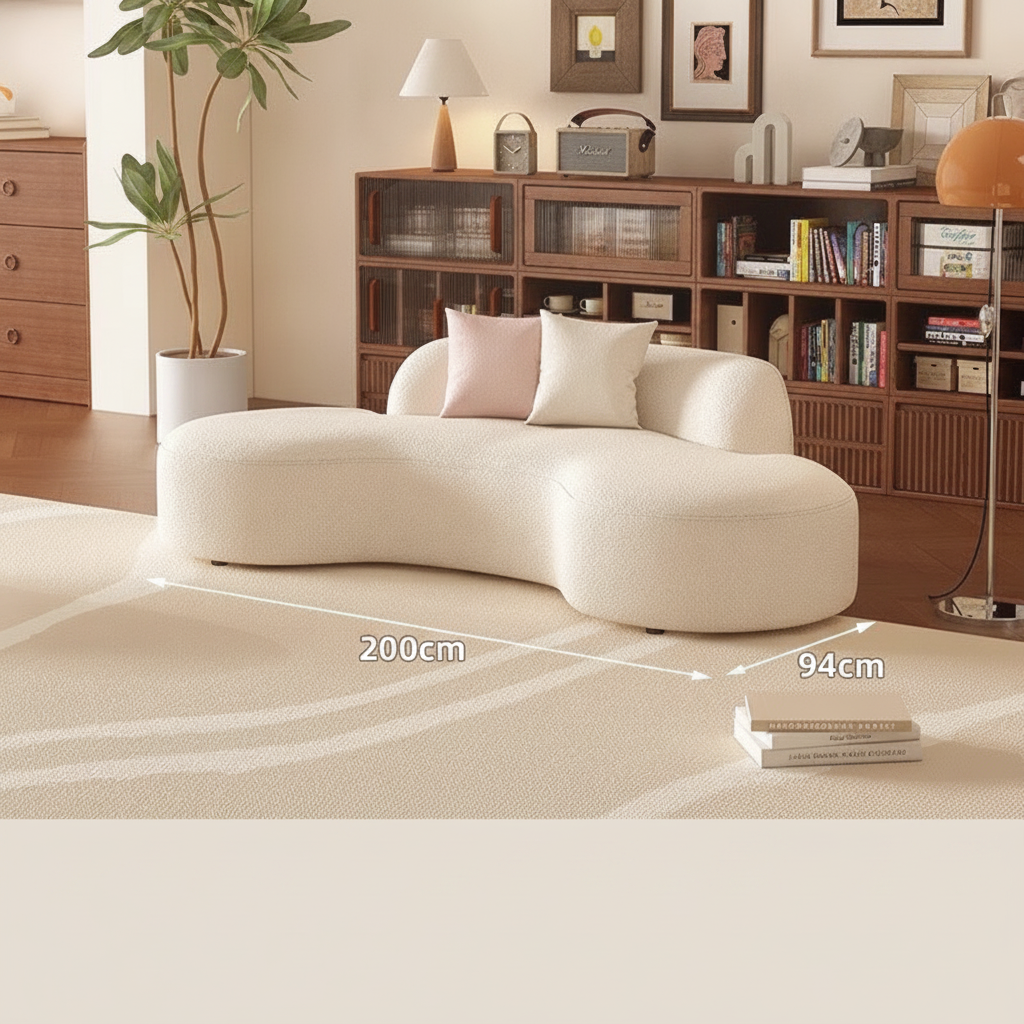 Sofá Curvo Minimalista de Peluche para Sala - 8