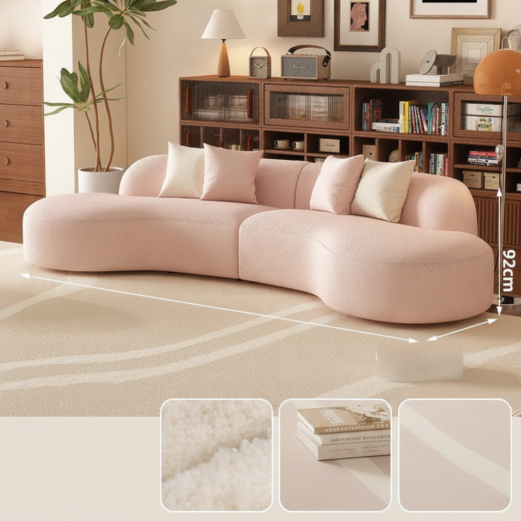 Sofá Curvo Minimalista de Peluche para Sala - 9