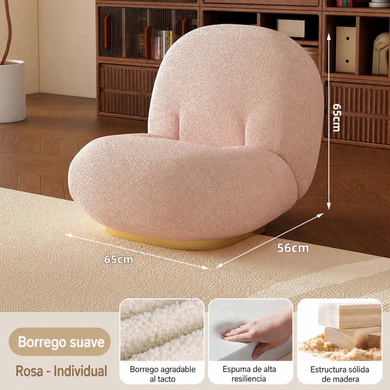 Sofá Curvo Minimalista de Peluche para Sala