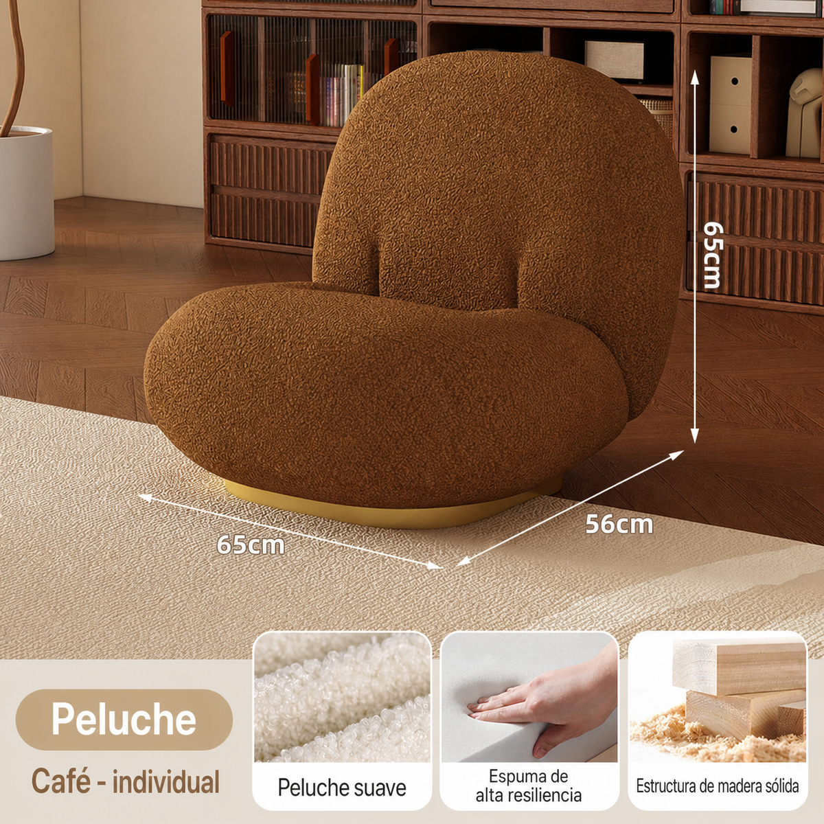Sofá Curvo Minimalista de Peluche para Sala