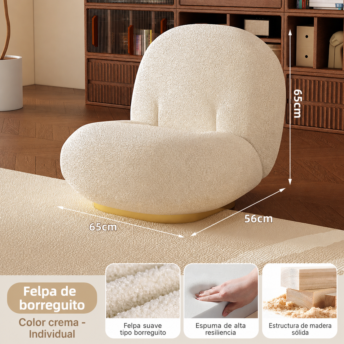 Sofá Curvo Minimalista de Peluche para Sala