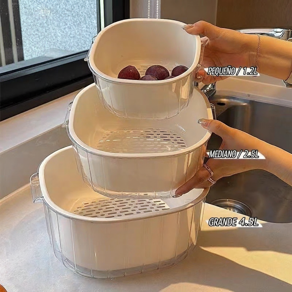 Escurridor doble capa para frutas y verduras - 1