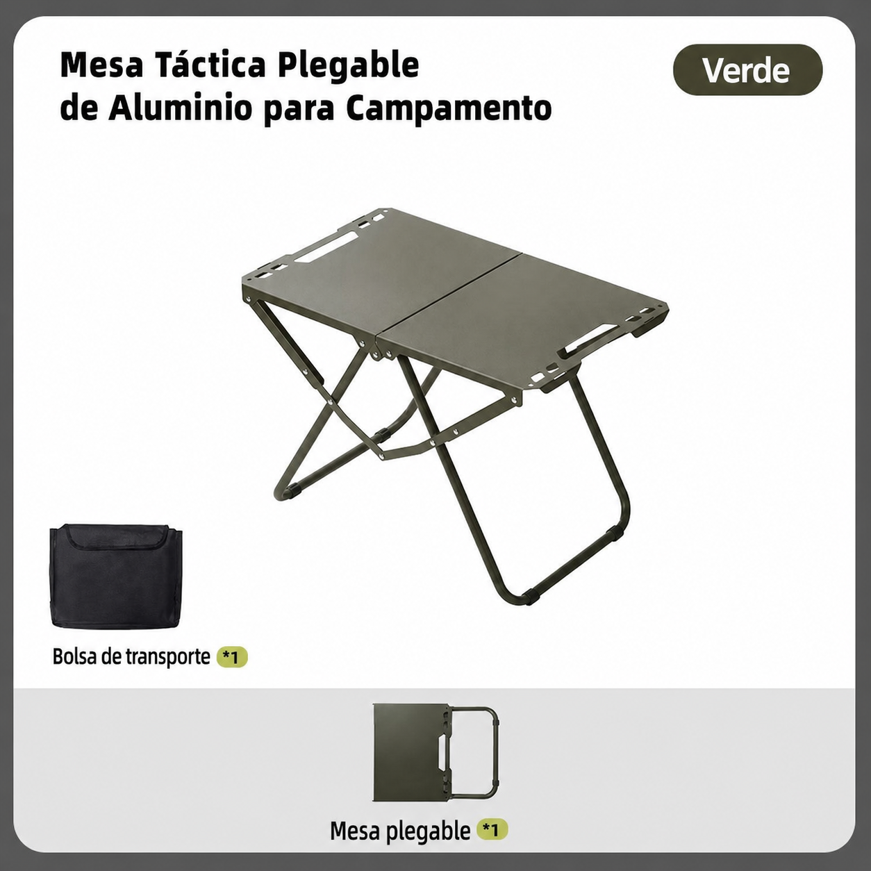 Mesa Táctica Plegable de Aluminio para Camping