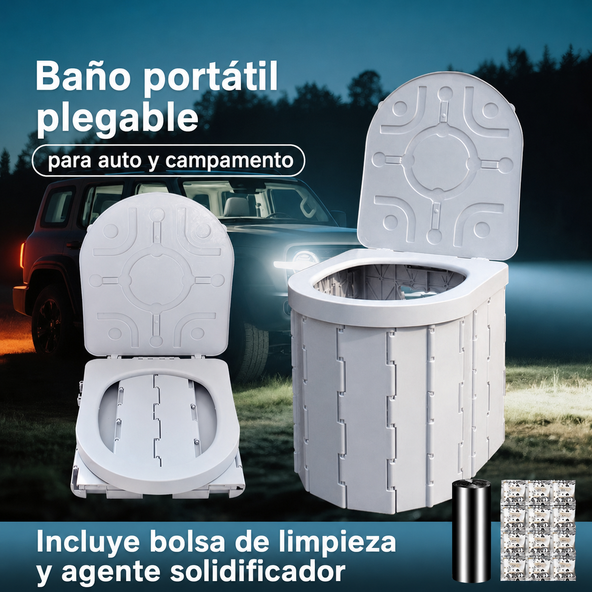 Baño Portátil Plegable para Auto y Camping - 1