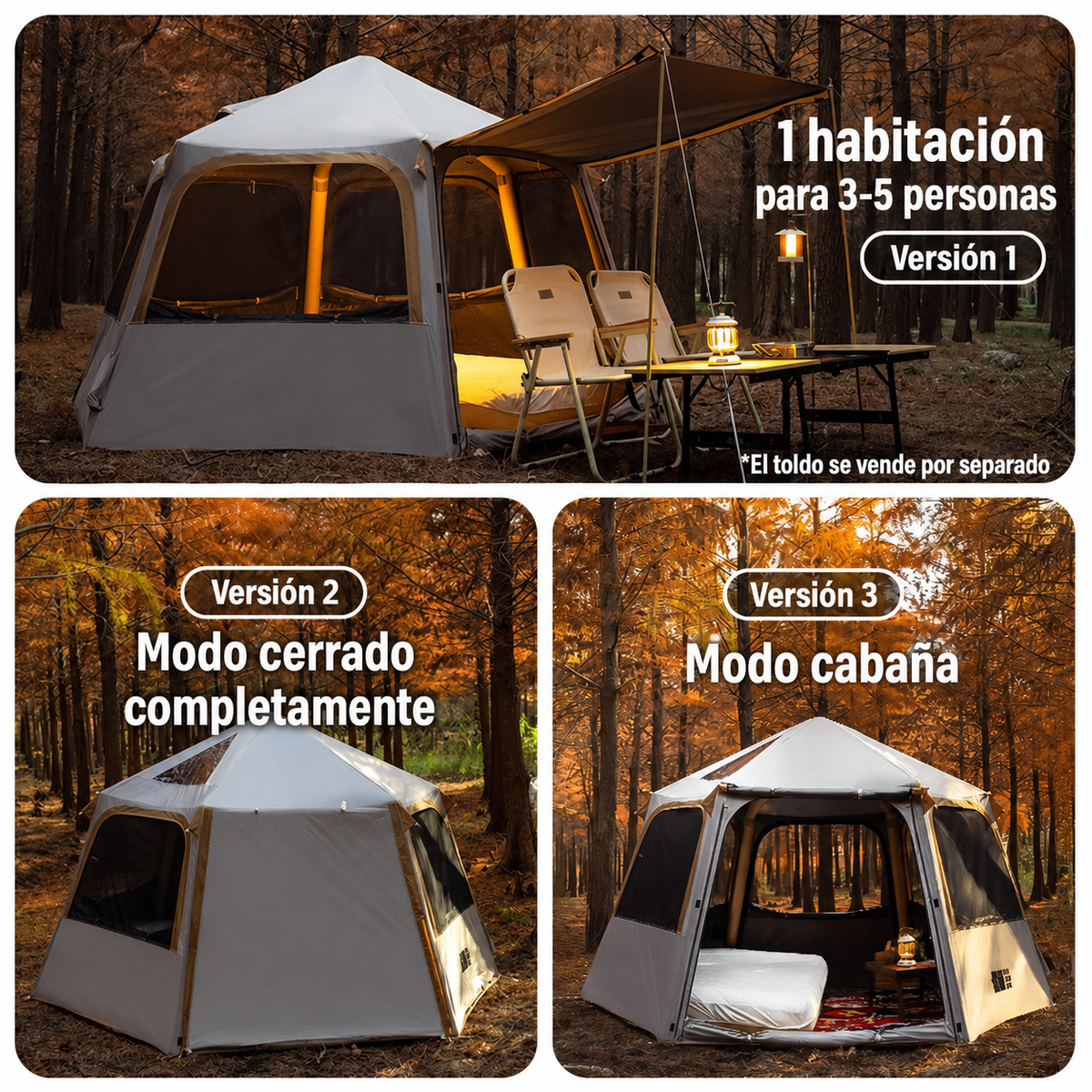 Carpa Hexagonal Inflable Automática 3-5 Personas - 4