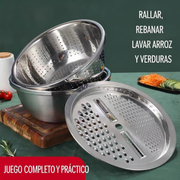 Juego de tazones de acero inoxidable 3 piezas multifunción - 1