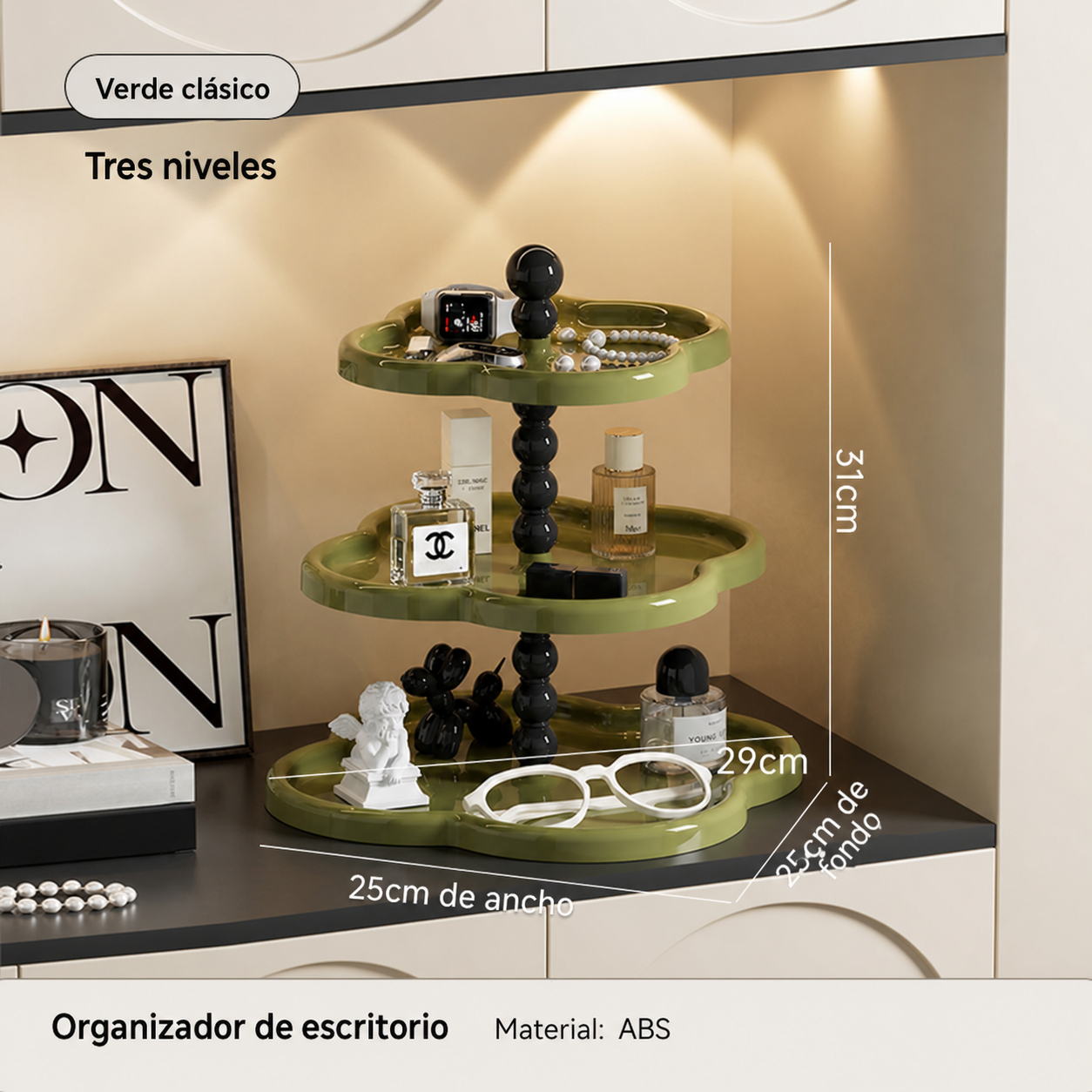 Organizador de escritorio con diseño floral estilo glamour