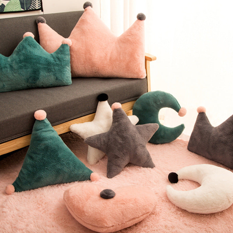 Cojín Decorativo de Peluche Estrellas y Lunas para Sofá - 1