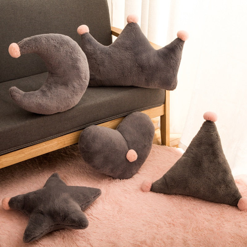 Cojín Decorativo de Peluche Estrellas y Lunas para Sofá - 3