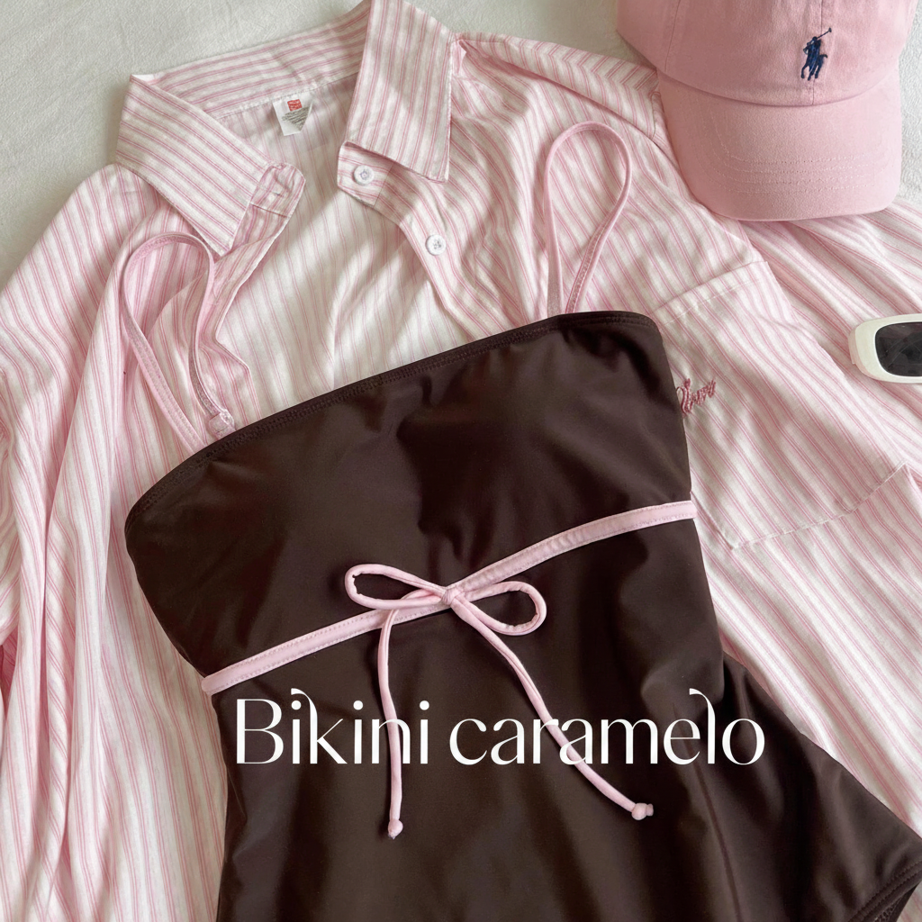 Traje de baño enterizo caramelo para mujer - 2
