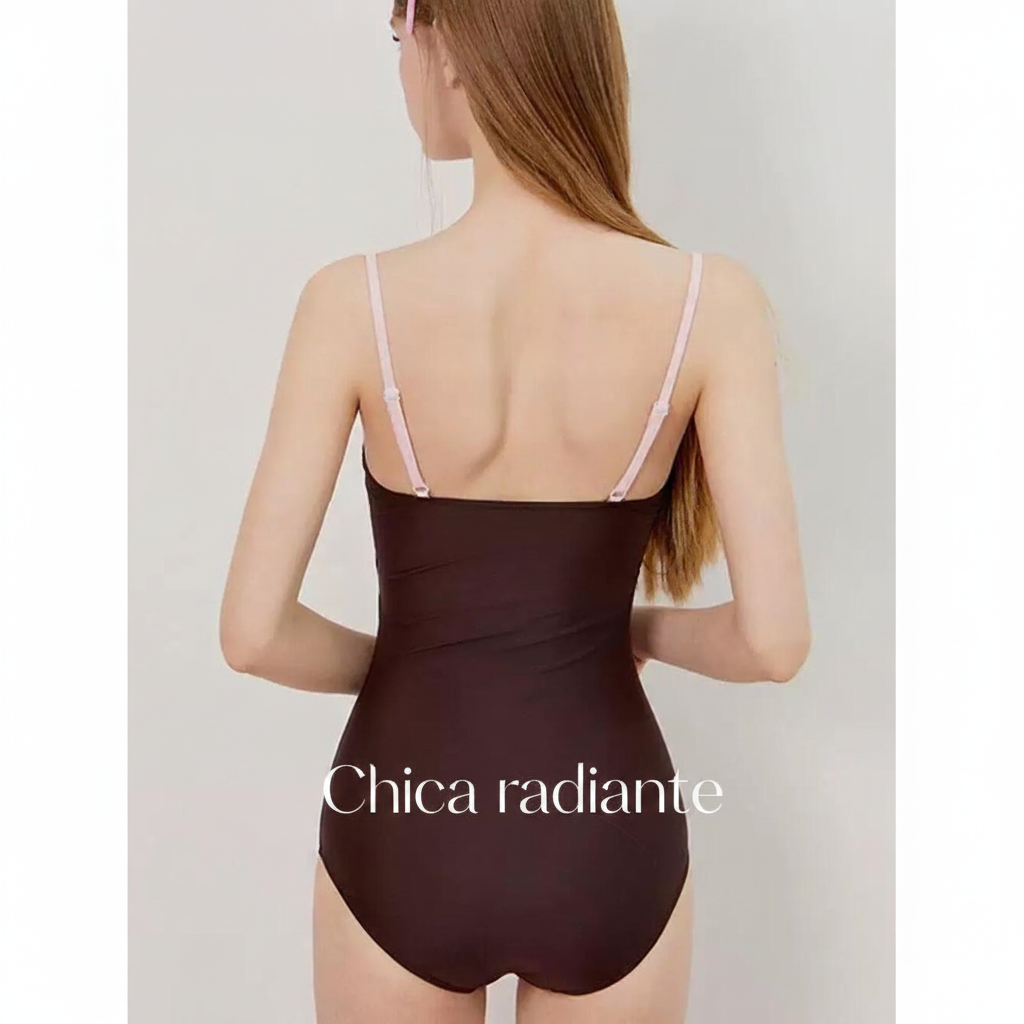 Traje de baño enterizo caramelo para mujer - 5