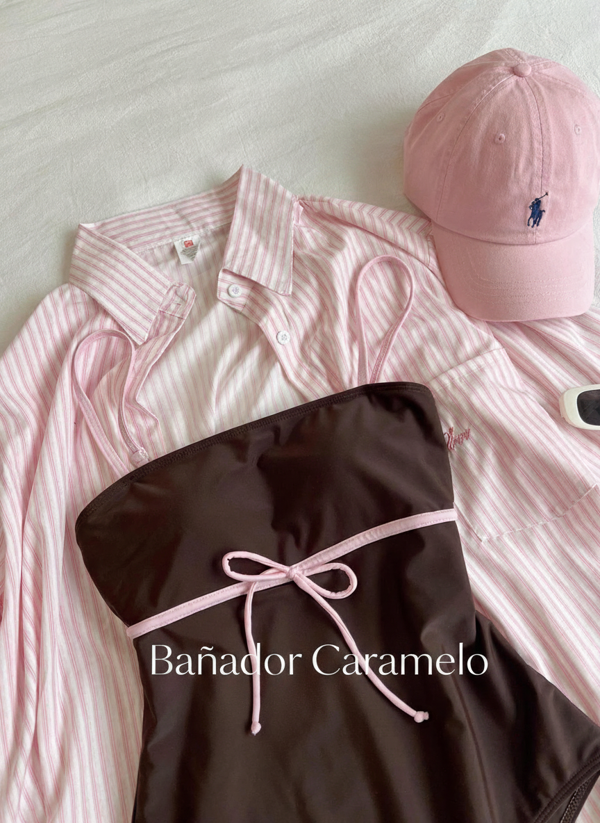 Traje de baño enterizo caramelo para mujer - 10