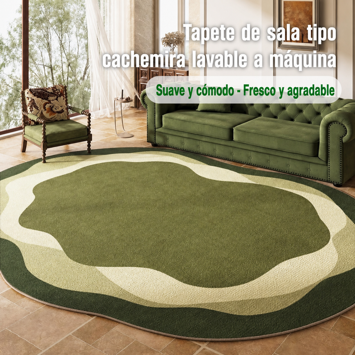 Tapete de sala tipo cachemira lavable a máquina