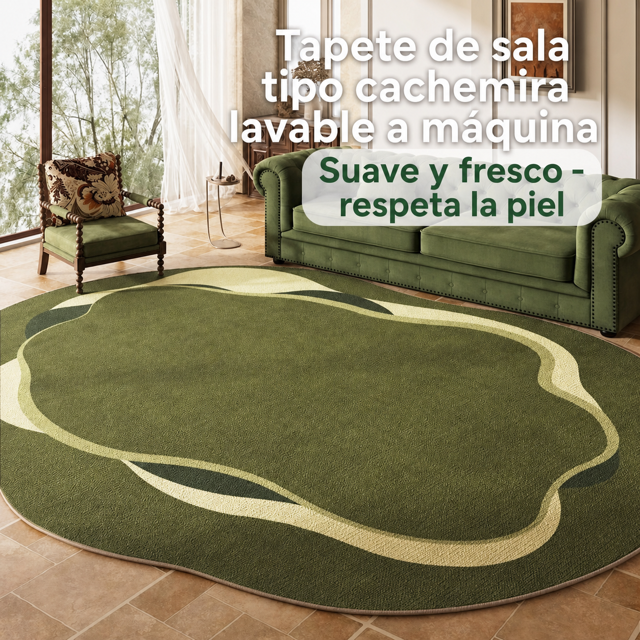 Tapete de sala tipo cachemira lavable a máquina