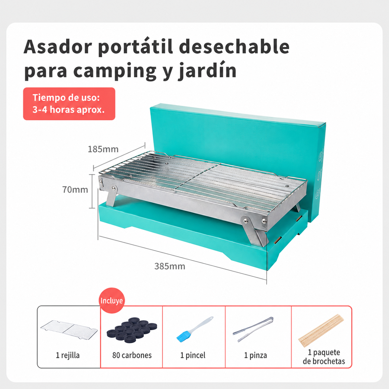 Asador Portátil Desechable para Camping y Jardín - 8