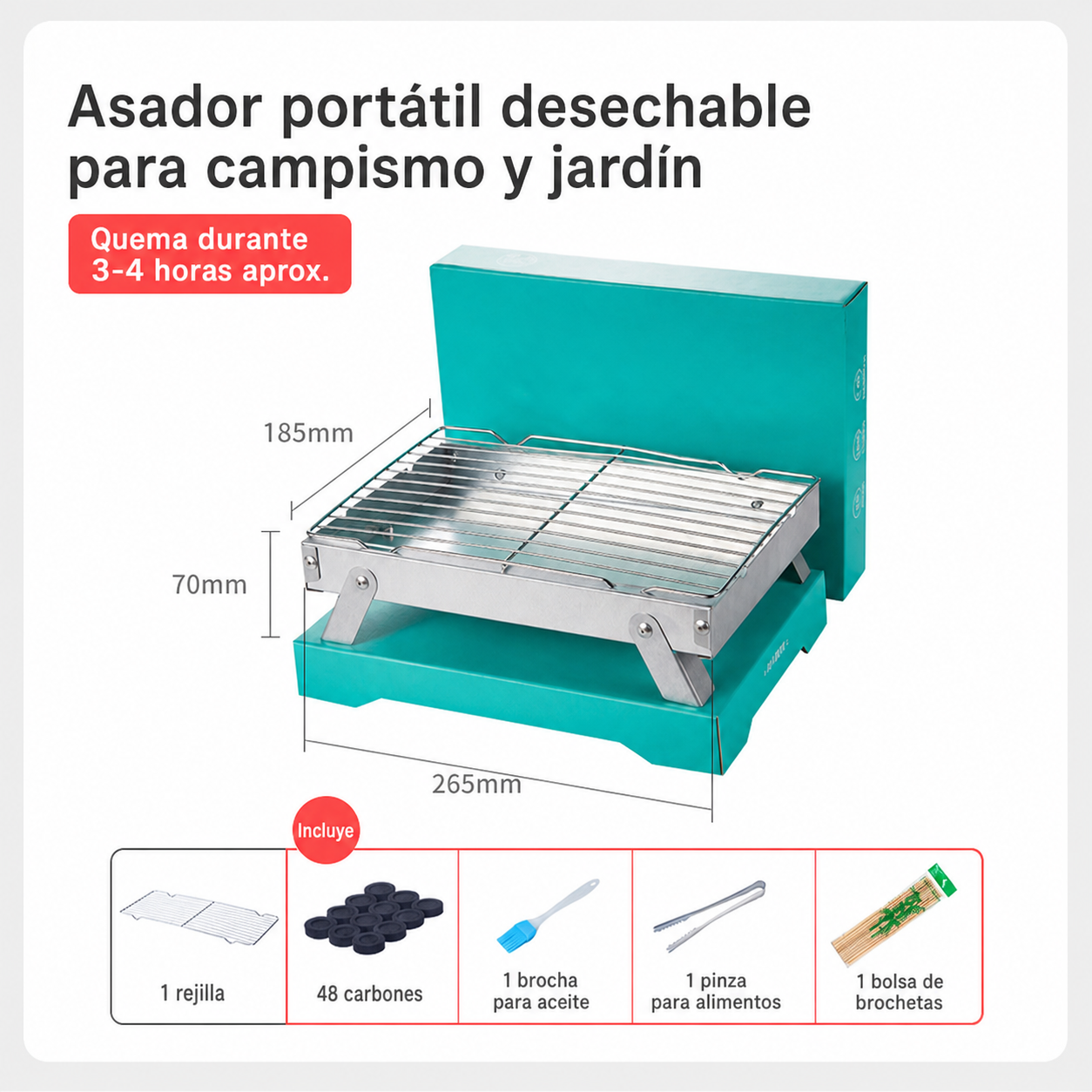 Asador Portátil Desechable para Camping y Jardín - 10