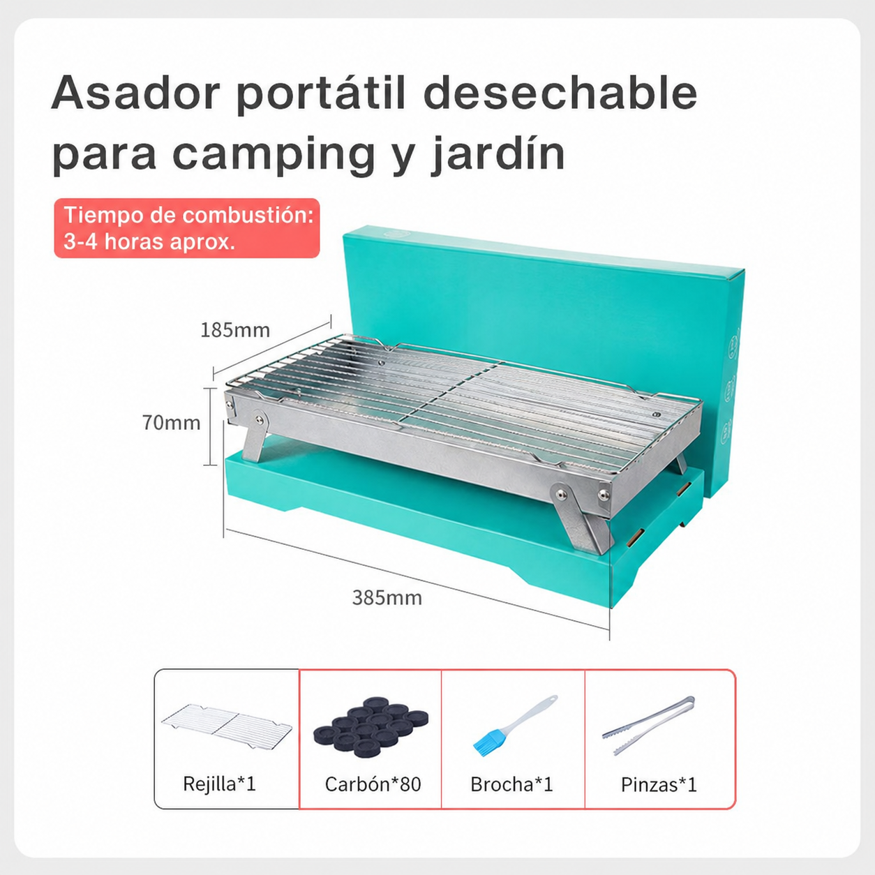 Asador Portátil Desechable para Camping y Jardín
