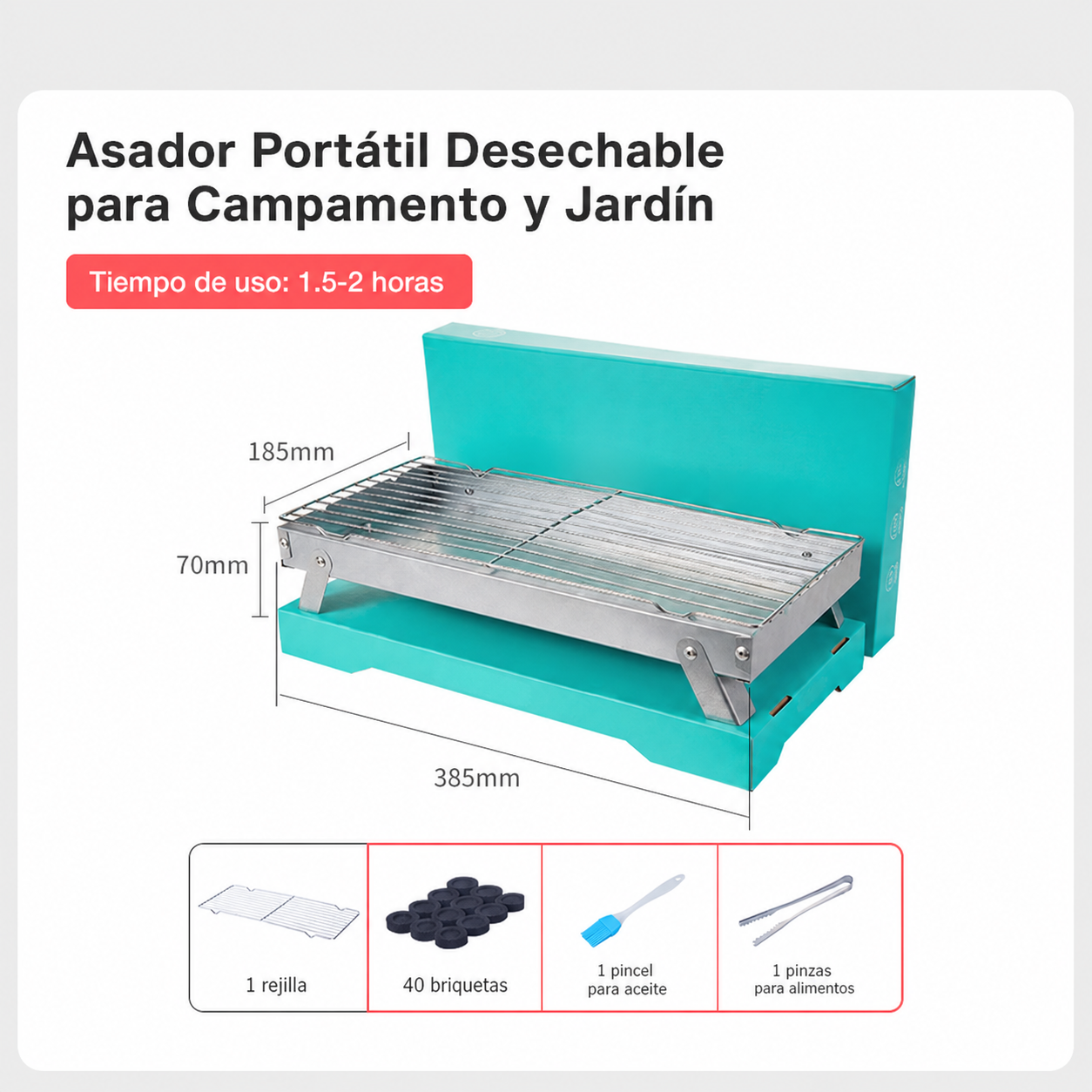 Asador Portátil Desechable para Camping y Jardín