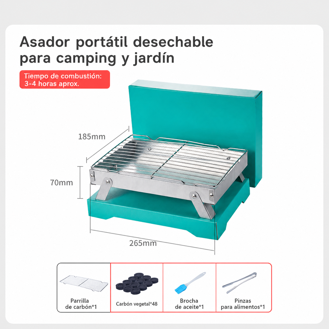 Asador Portátil Desechable para Camping y Jardín