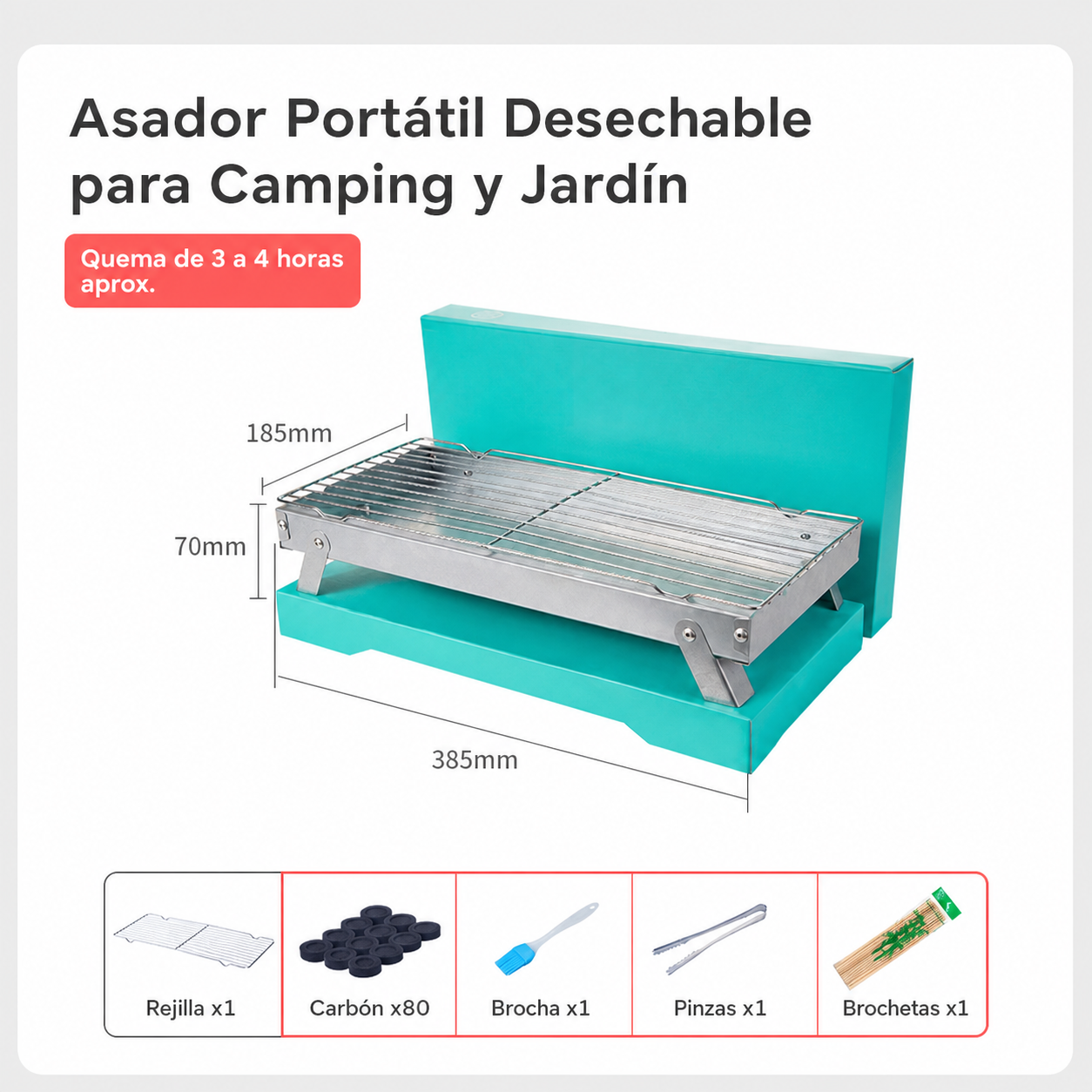 Asador Portátil Desechable para Camping y Jardín