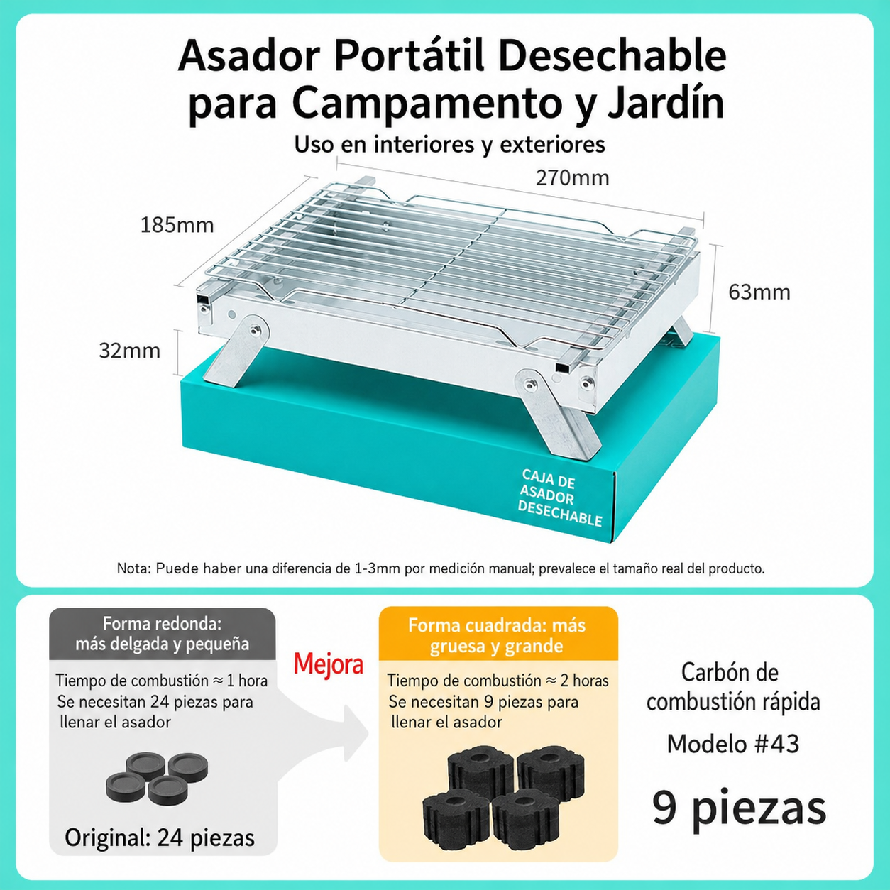 Asador Portátil Desechable para Camping y Jardín
