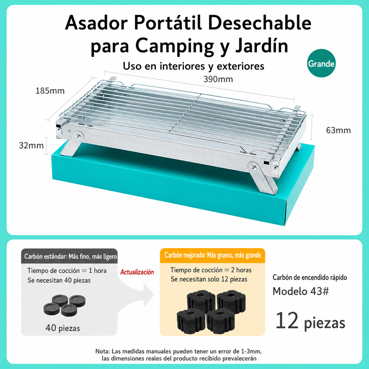 Asador Portátil Desechable para Camping y Jardín