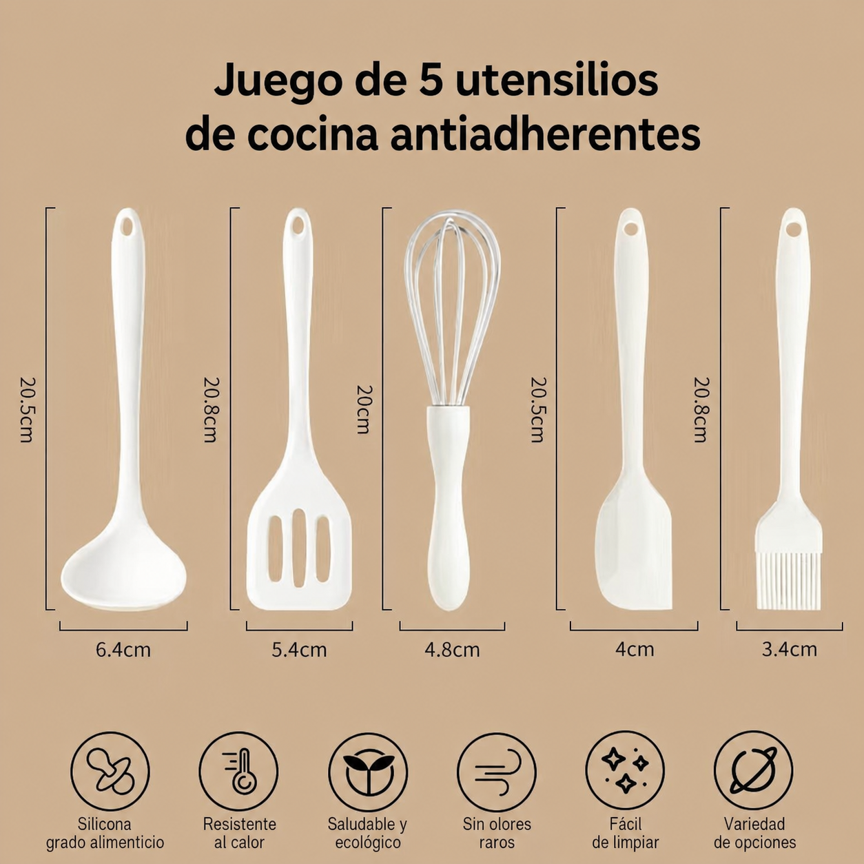 Utensilios de Cocina de Silicona Antiadherente