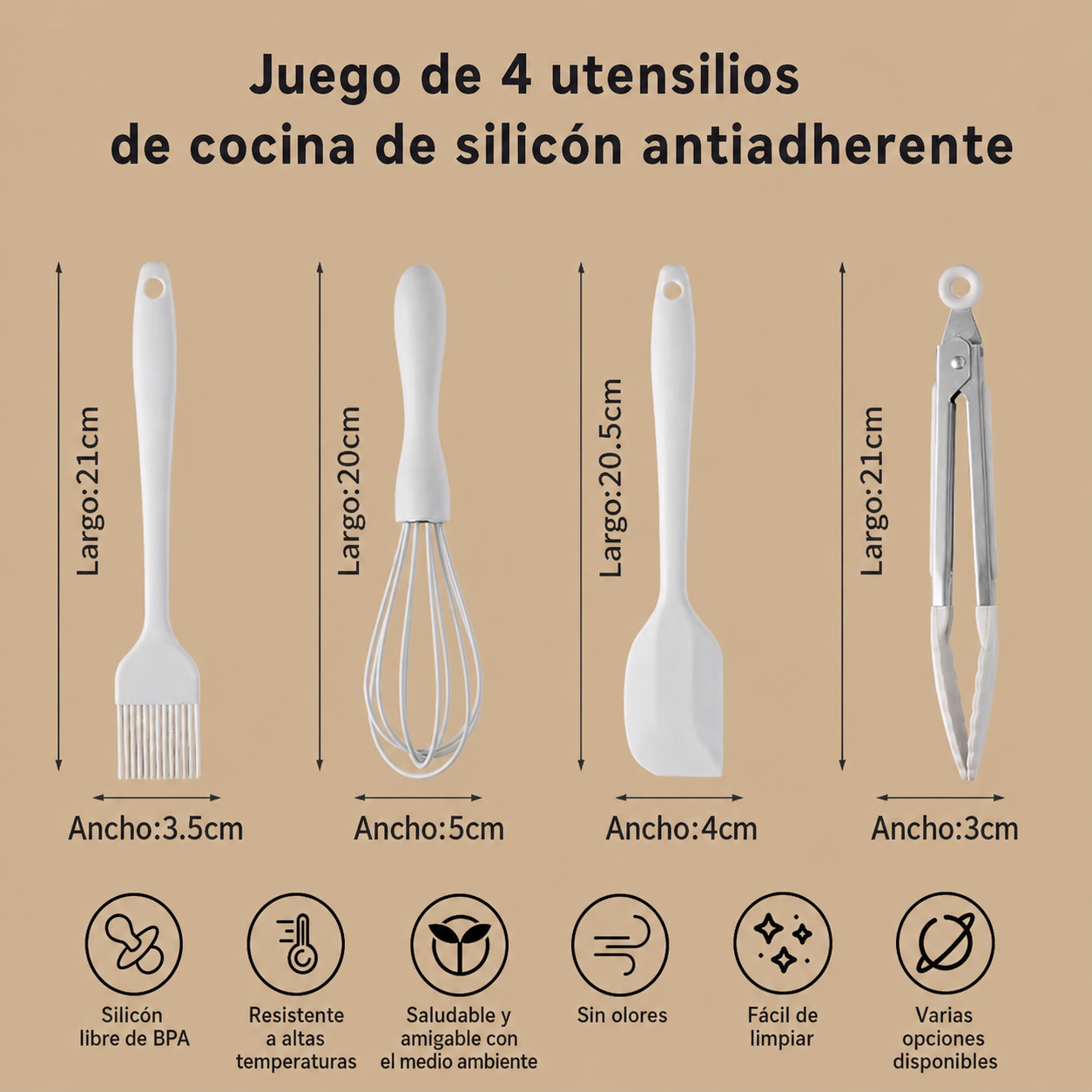 Utensilios de Cocina de Silicona Antiadherente