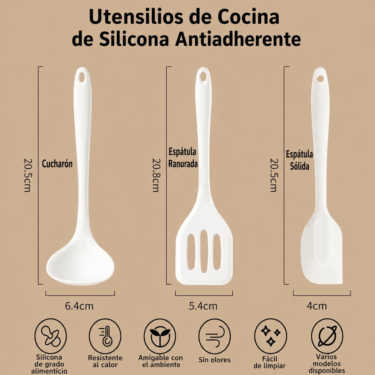 Utensilios de Cocina de Silicona Antiadherente