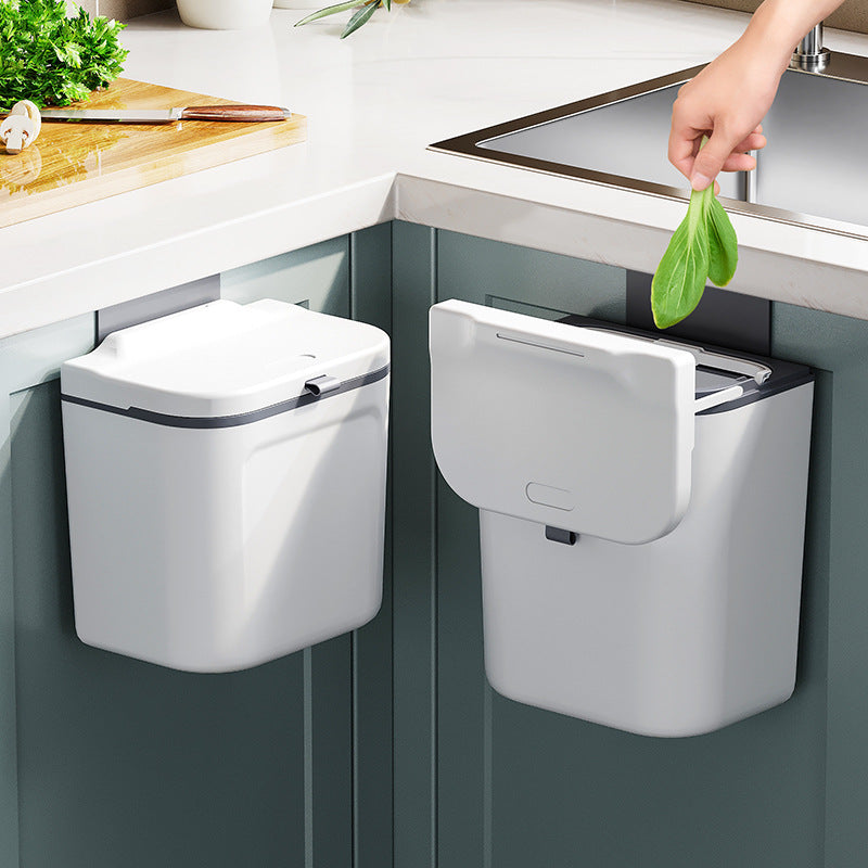 Bote de basura de pared con tapa para cocina ABS - 1