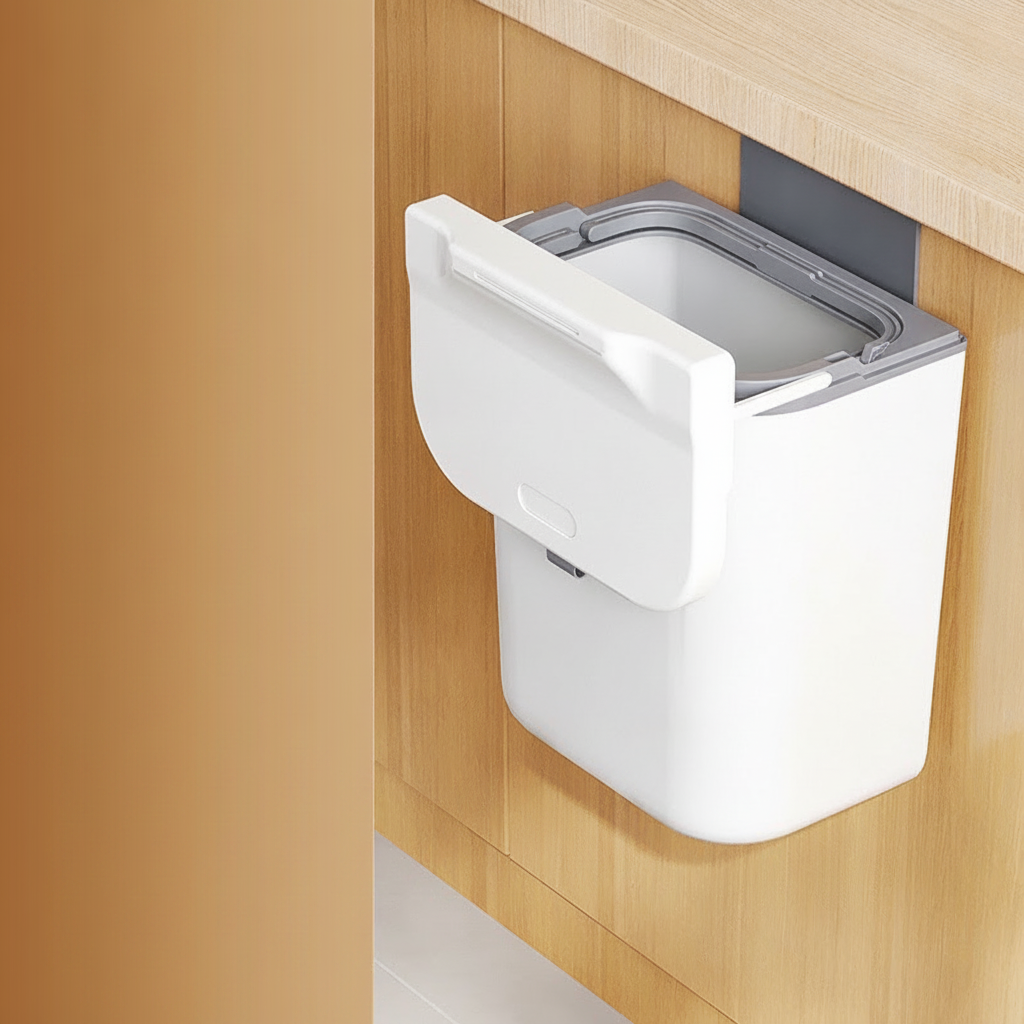 Bote de basura de pared con tapa para cocina ABS - 8