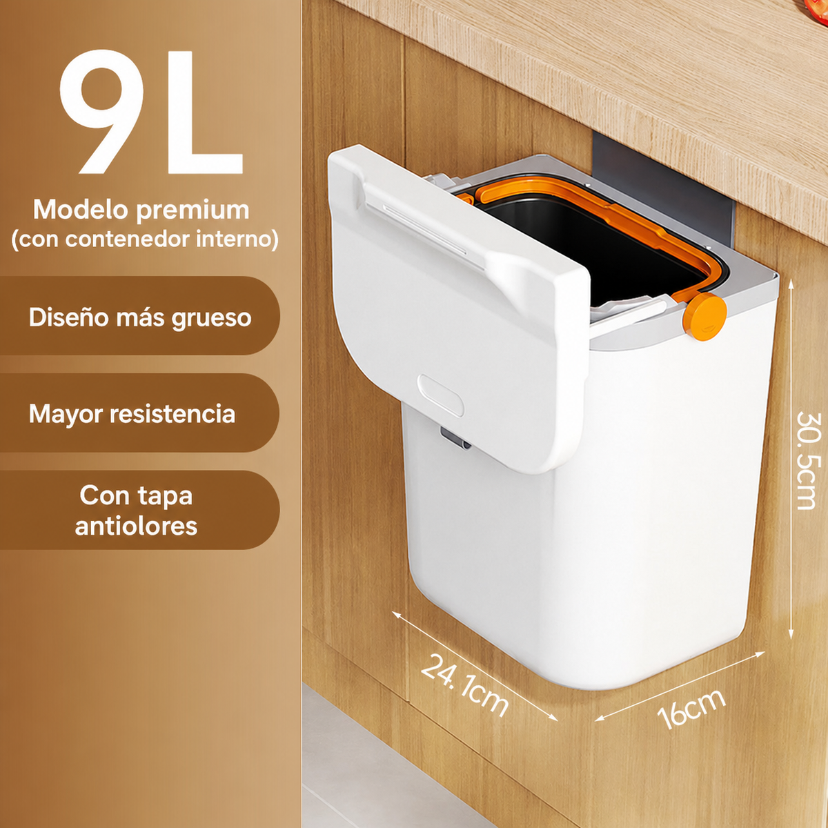 Bote de basura de pared con tapa para cocina ABS