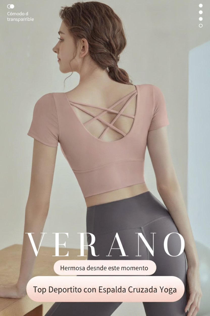 Top de Yoga con Brasier Integrado Manga Corta Mujer - 10