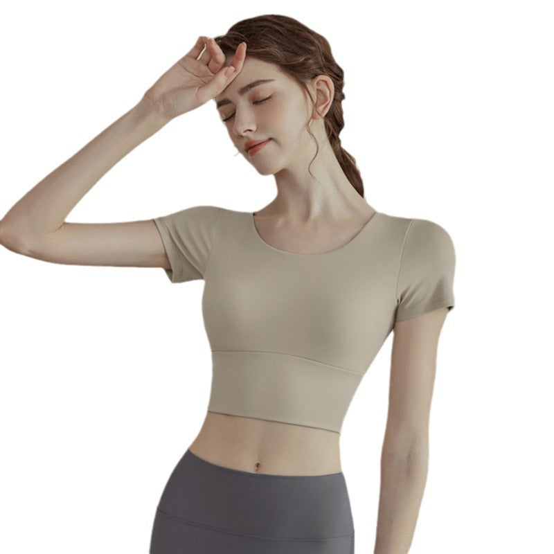 Top de Yoga con Brasier Integrado Manga Corta Mujer - 4