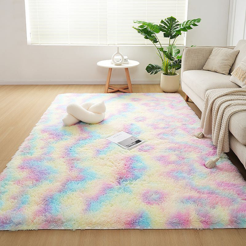 Tapete Sala Recámara Pelo Largo Antiderrapante Tie-Dye