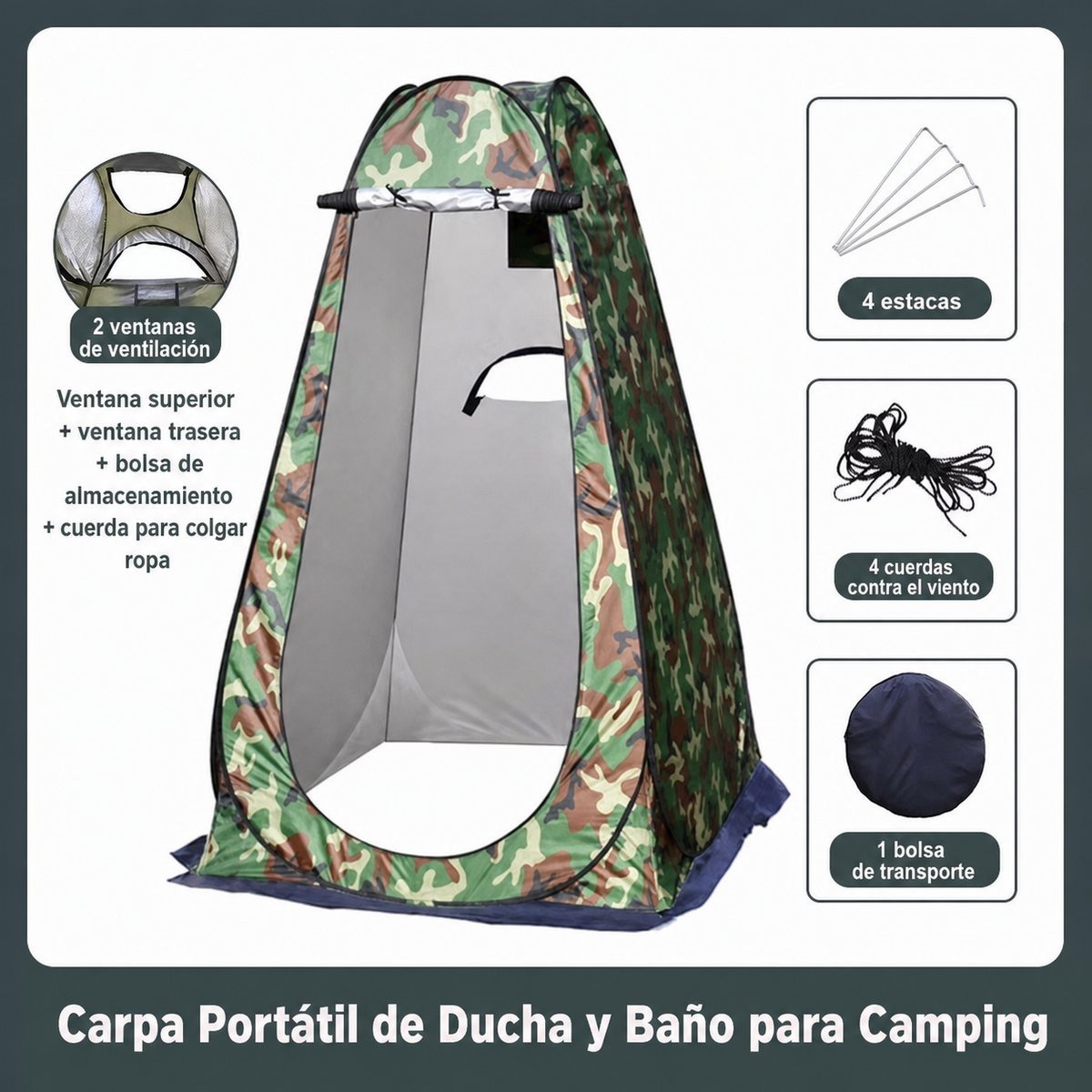 Carpa Portátil de Ducha y Baño para Camping