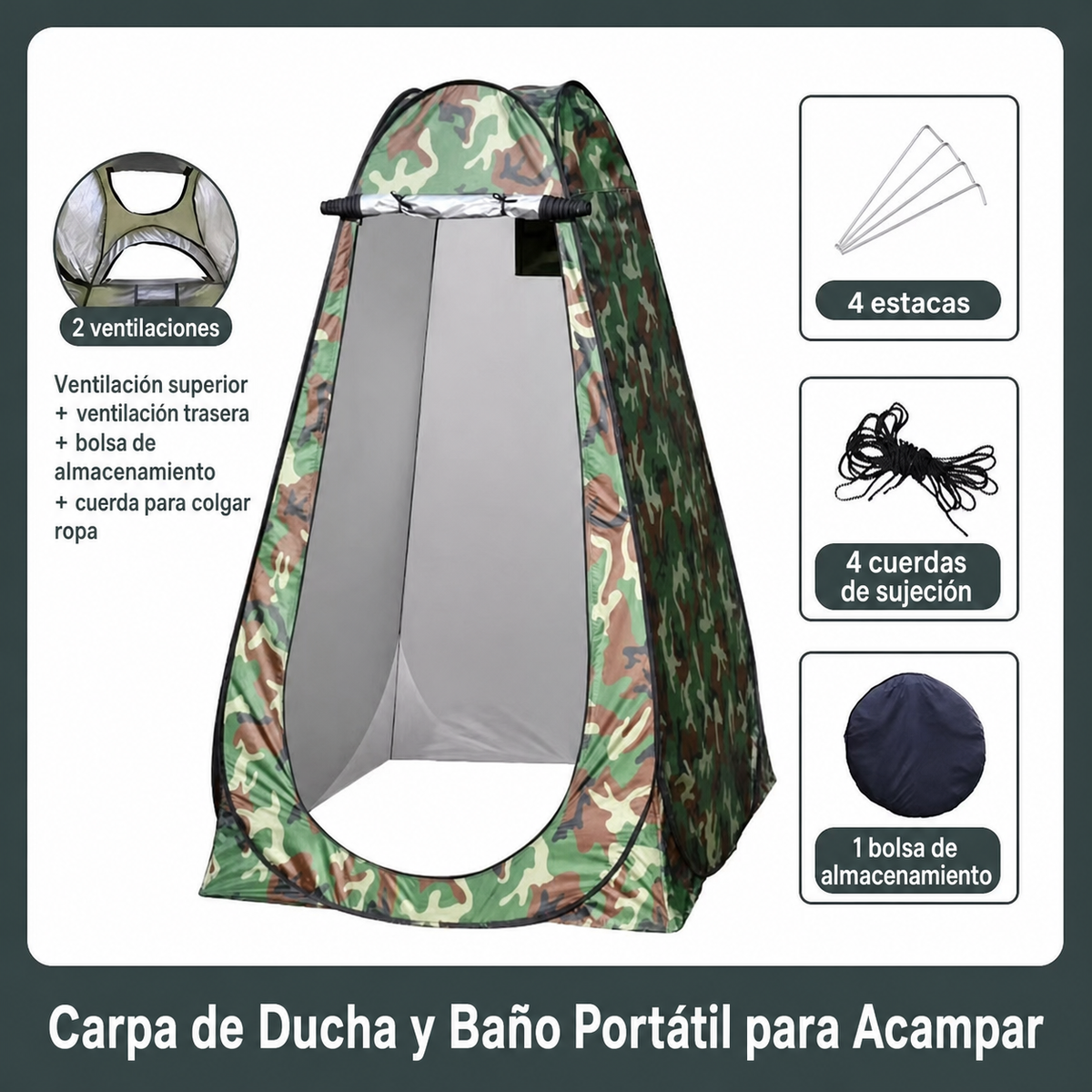 Carpa Portátil de Ducha y Baño para Camping