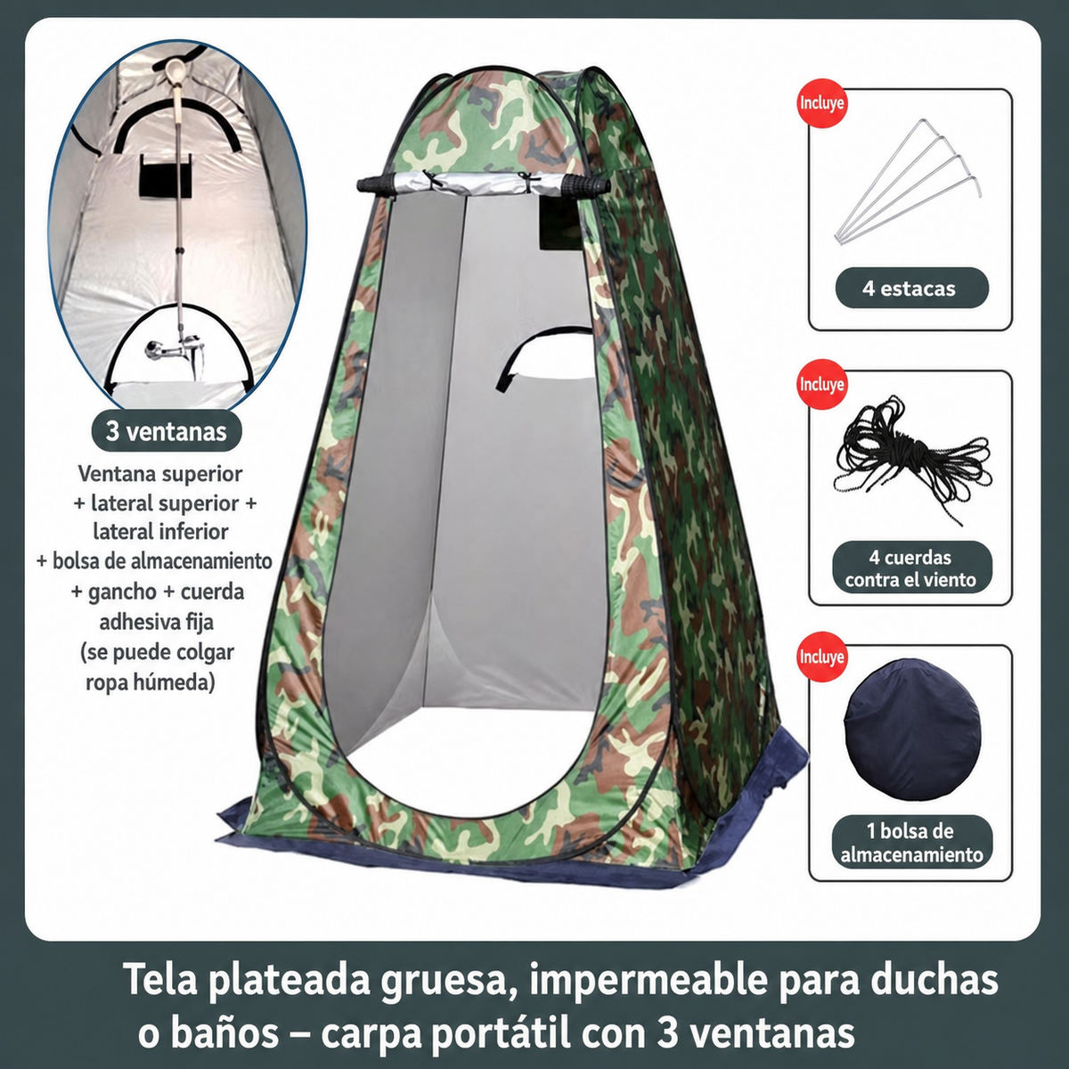 Carpa Portátil de Ducha y Baño para Camping