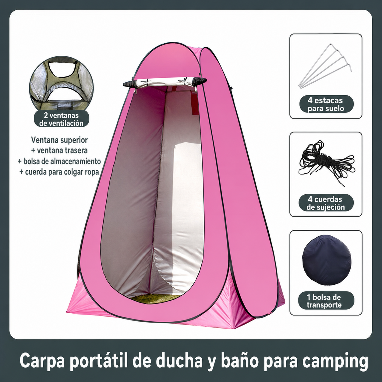 Carpa Portátil de Ducha y Baño para Camping