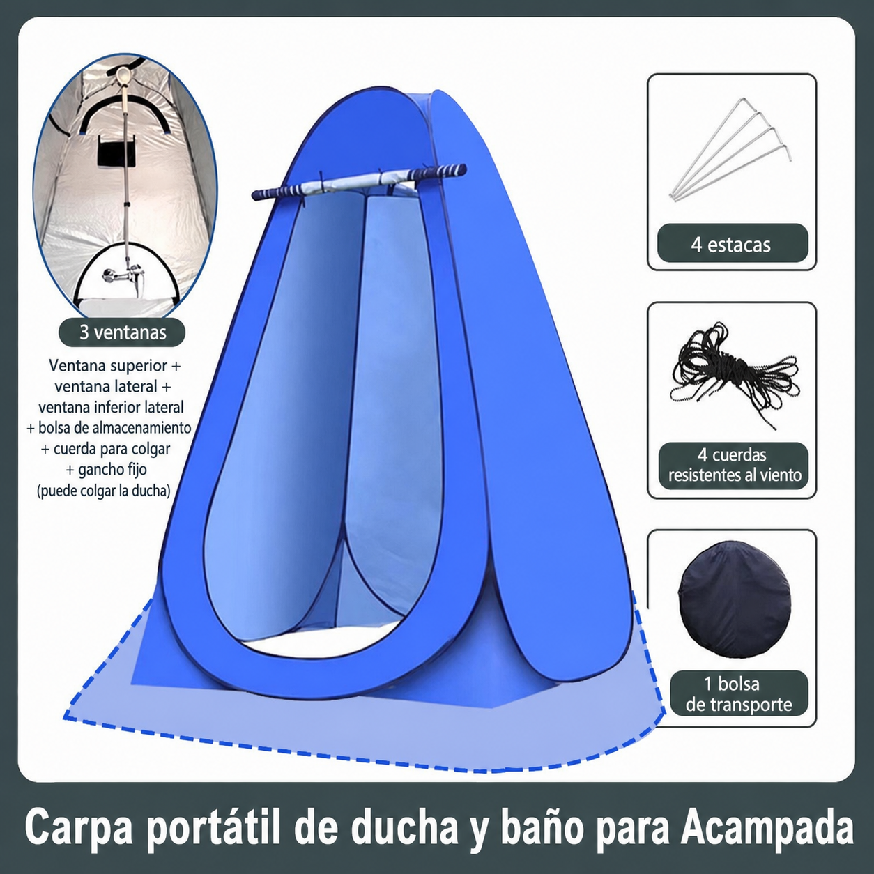 Carpa Portátil de Ducha y Baño para Camping
