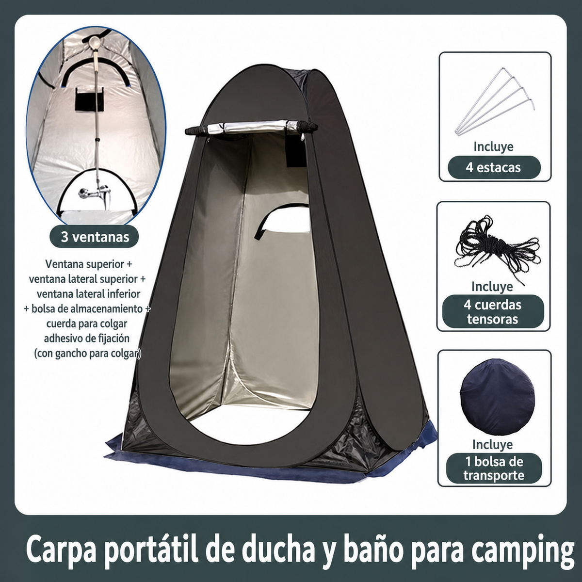 Carpa Portátil de Ducha y Baño para Camping