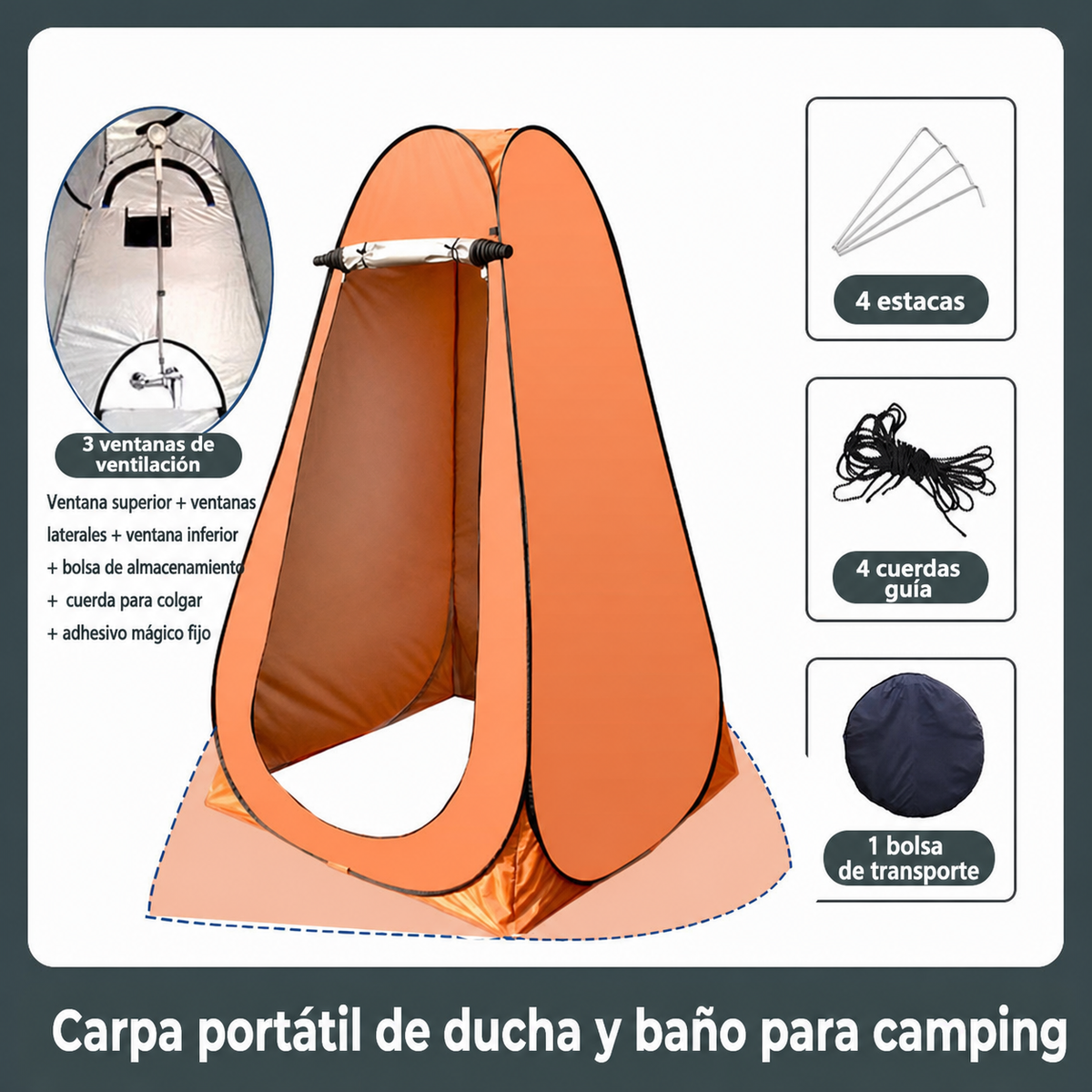 Carpa Portátil de Ducha y Baño para Camping