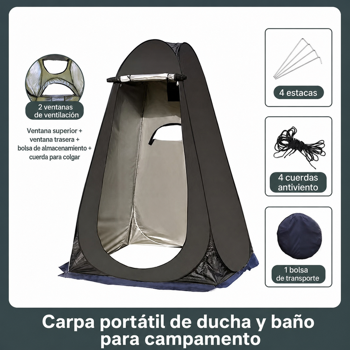 Carpa Portátil de Ducha y Baño para Camping