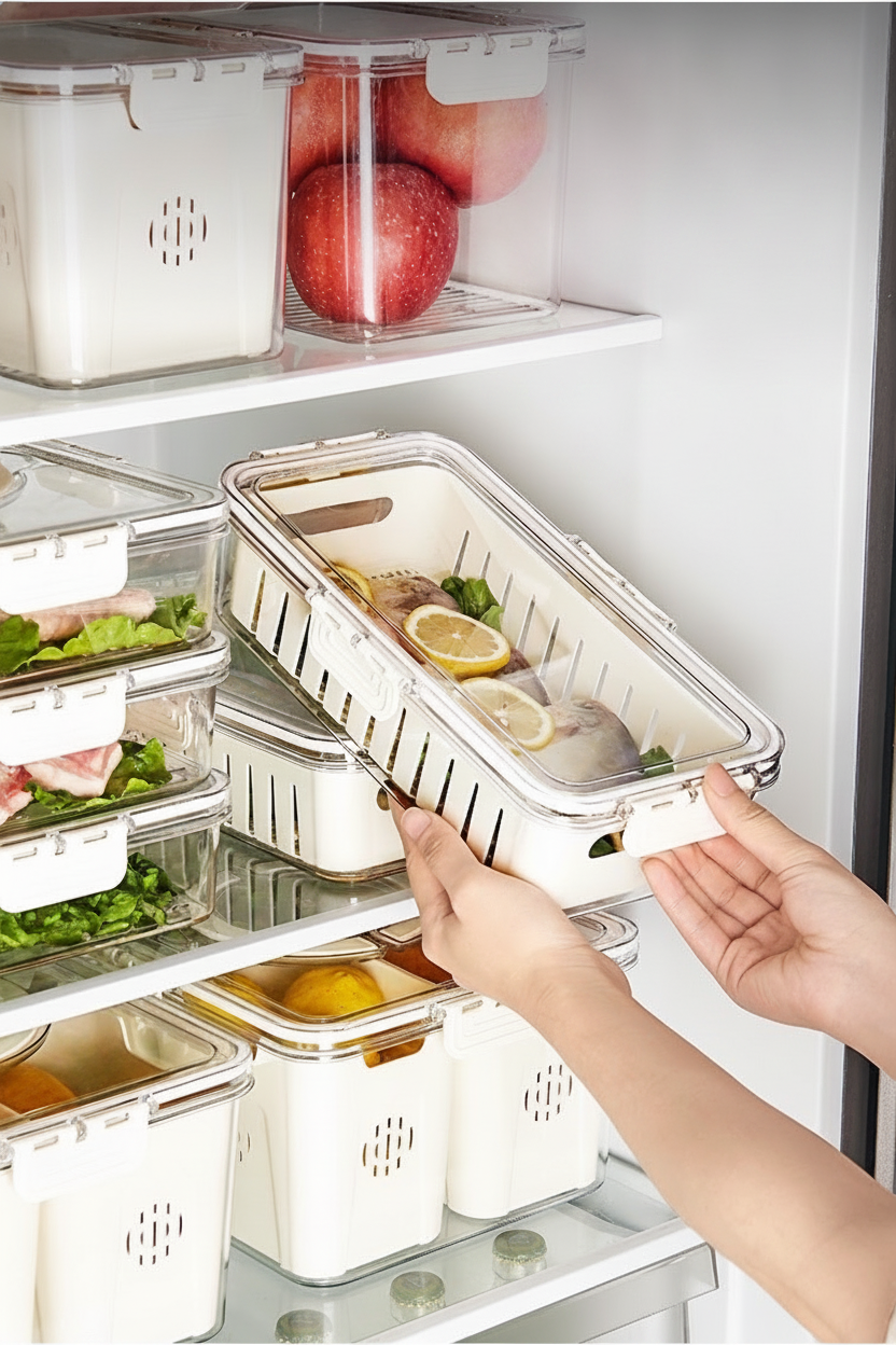Caja organizadora para refrigerador con tapa hermética - 12