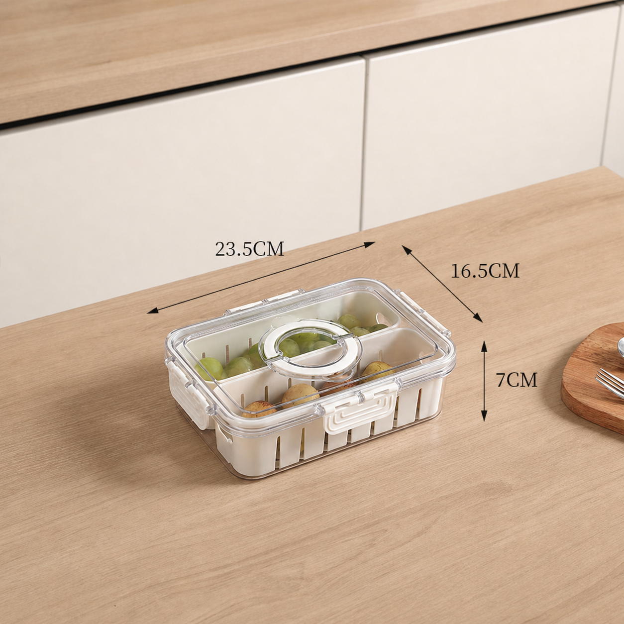 Caja organizadora para refrigerador con tapa hermética