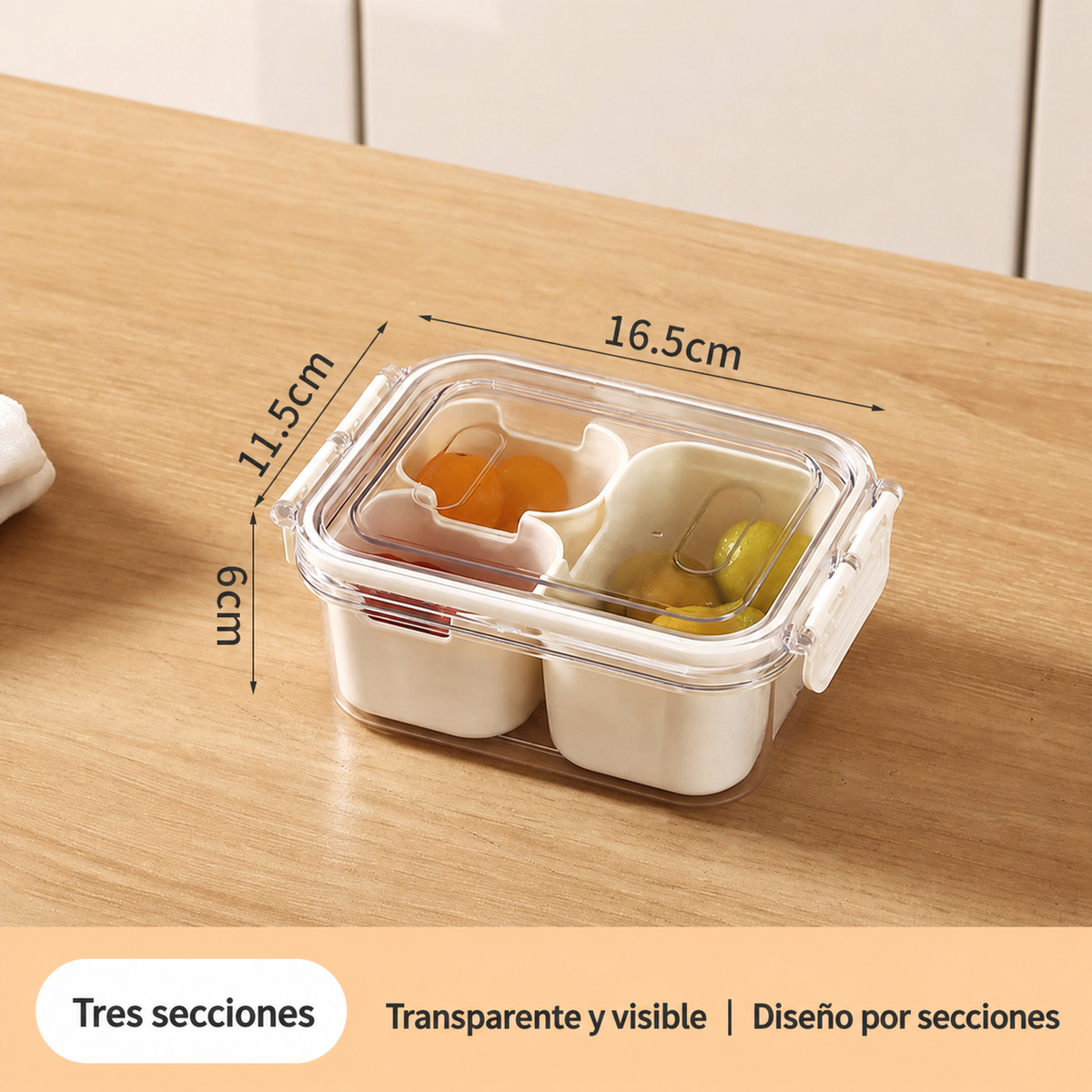 Caja organizadora para refrigerador con tapa hermética
