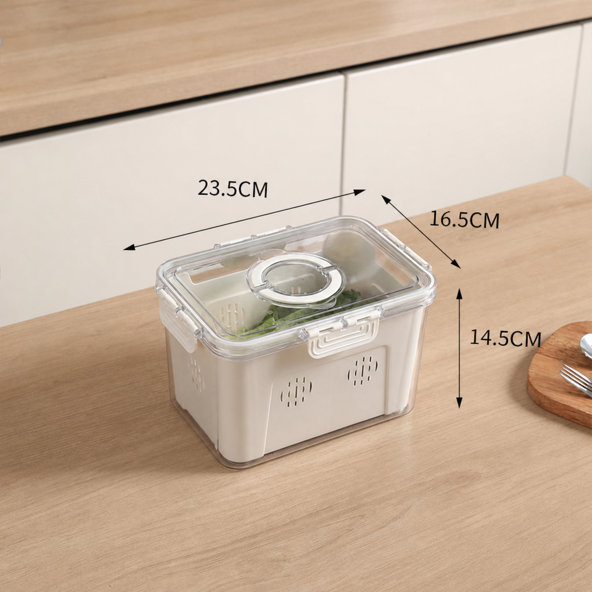 Caja organizadora para refrigerador con tapa hermética